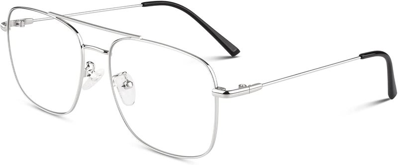 LINVO Fake Glasses Non-Prescription Clear Lens Metal Frame Fashion Eyewear for Women Men - Image 1
